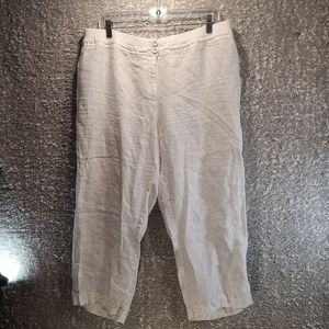 Chicos Linen Capri Pants Womens 2 White Pull On Elastic Waist Pockets